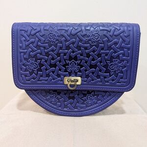 Embossed  Purple Leather Bag MISSING CROSSBODY STRAP